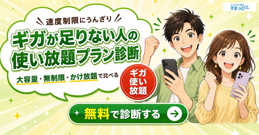 AIが生成した広告バナー。ギガが足りない人の使い放題プラン診断